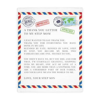 Letter To Step Mom, From Step Son Velveteen Minky Blanket