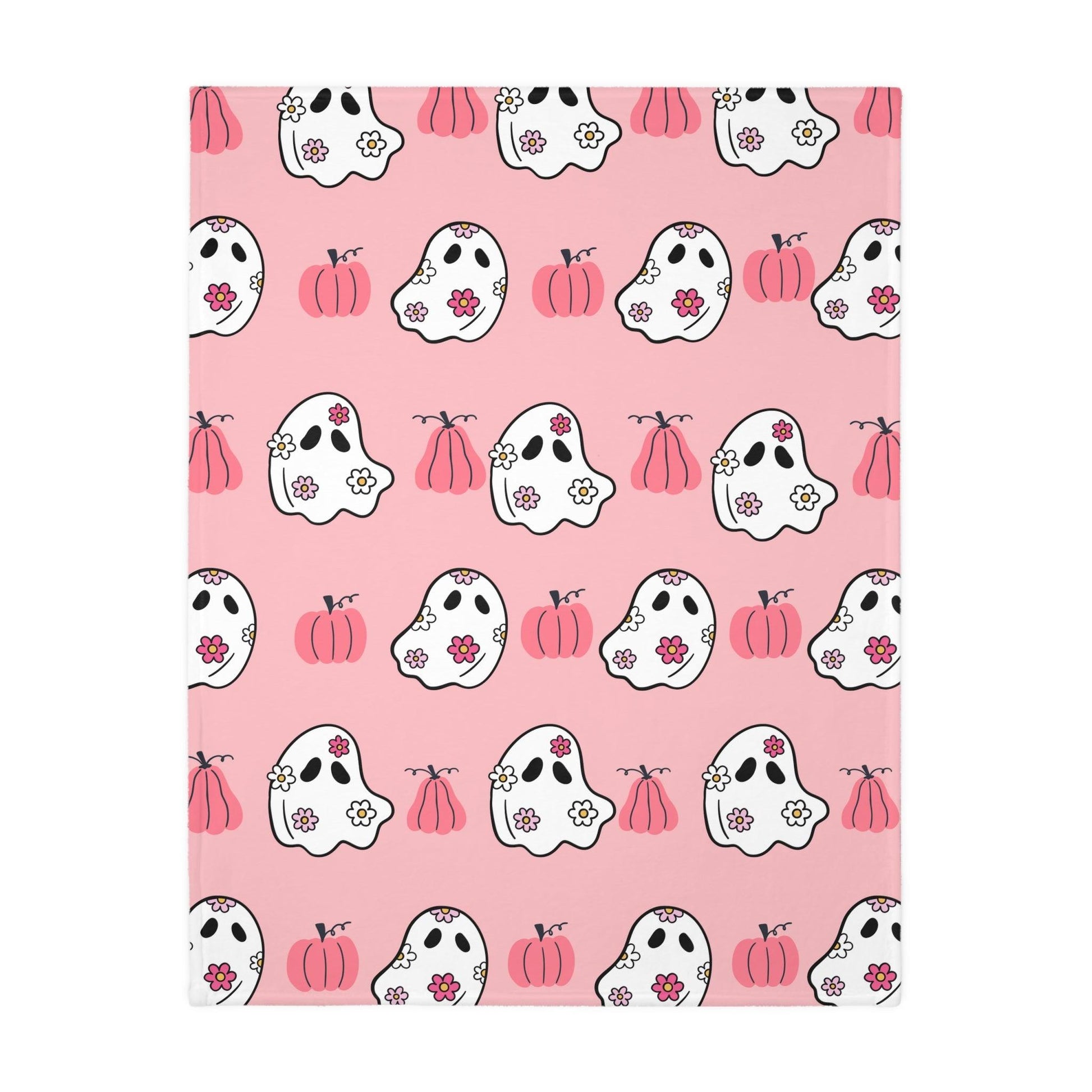 Pink Ghost Velveteen Minky Blanket - Deeg Family Design