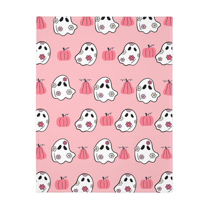 Pink Ghost Velveteen Minky Blanket - Deeg Family Design