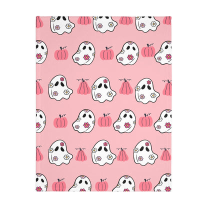 Pink Ghost Velveteen Minky Blanket - Deeg Family Design