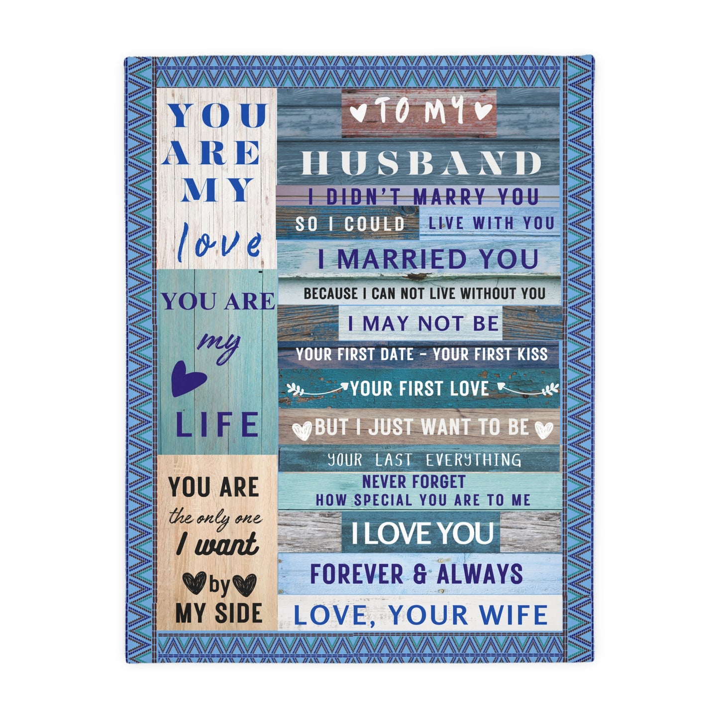 To My Husband Velveteen Minky Blanket