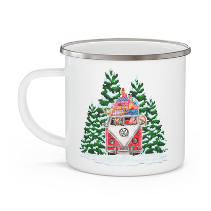 Christmas Scene Enamel Camping Mug