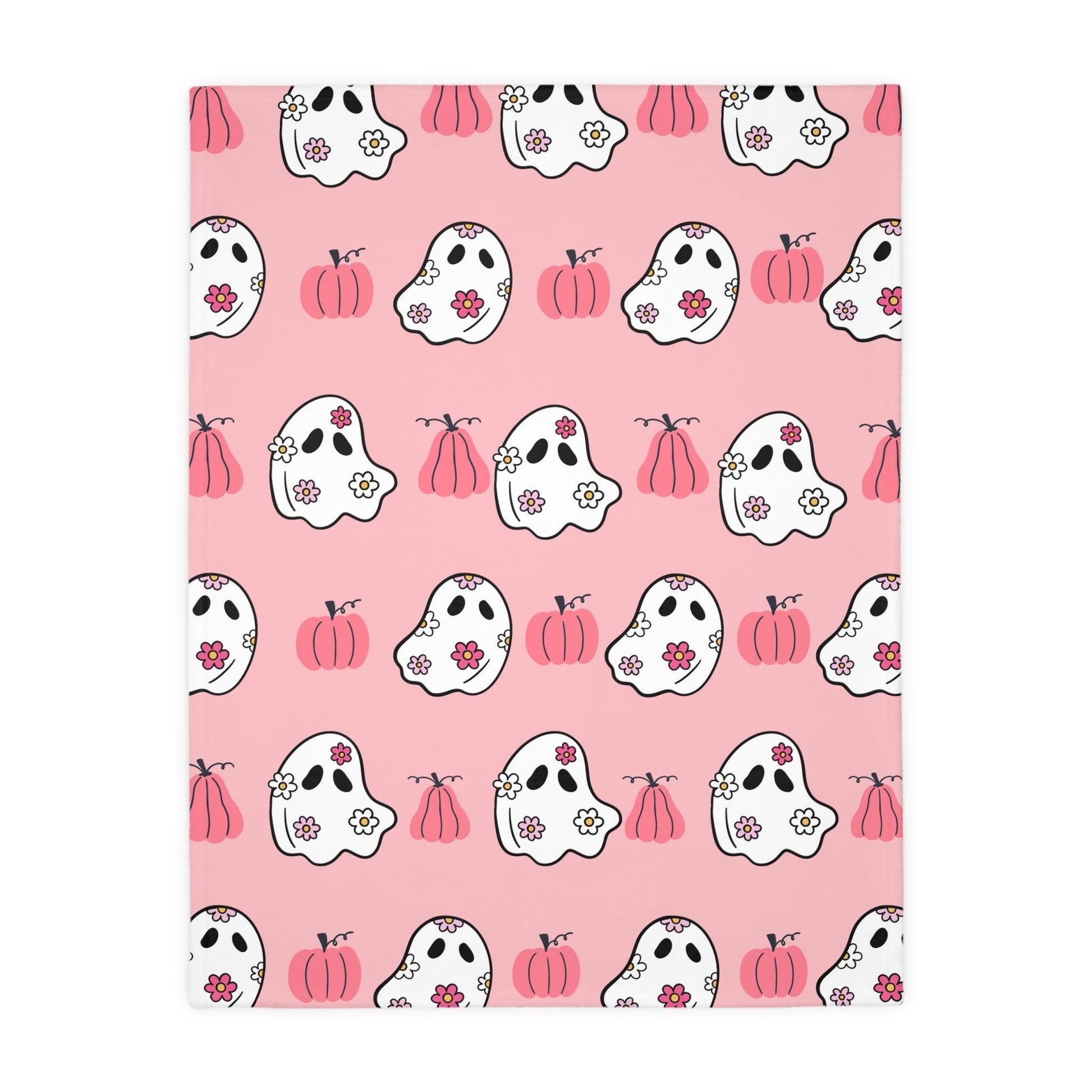 Pink Ghost Velveteen Minky Blanket - Deeg Family Design