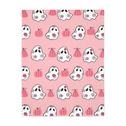 Pink Ghost Velveteen Minky Blanket - Deeg Family Design