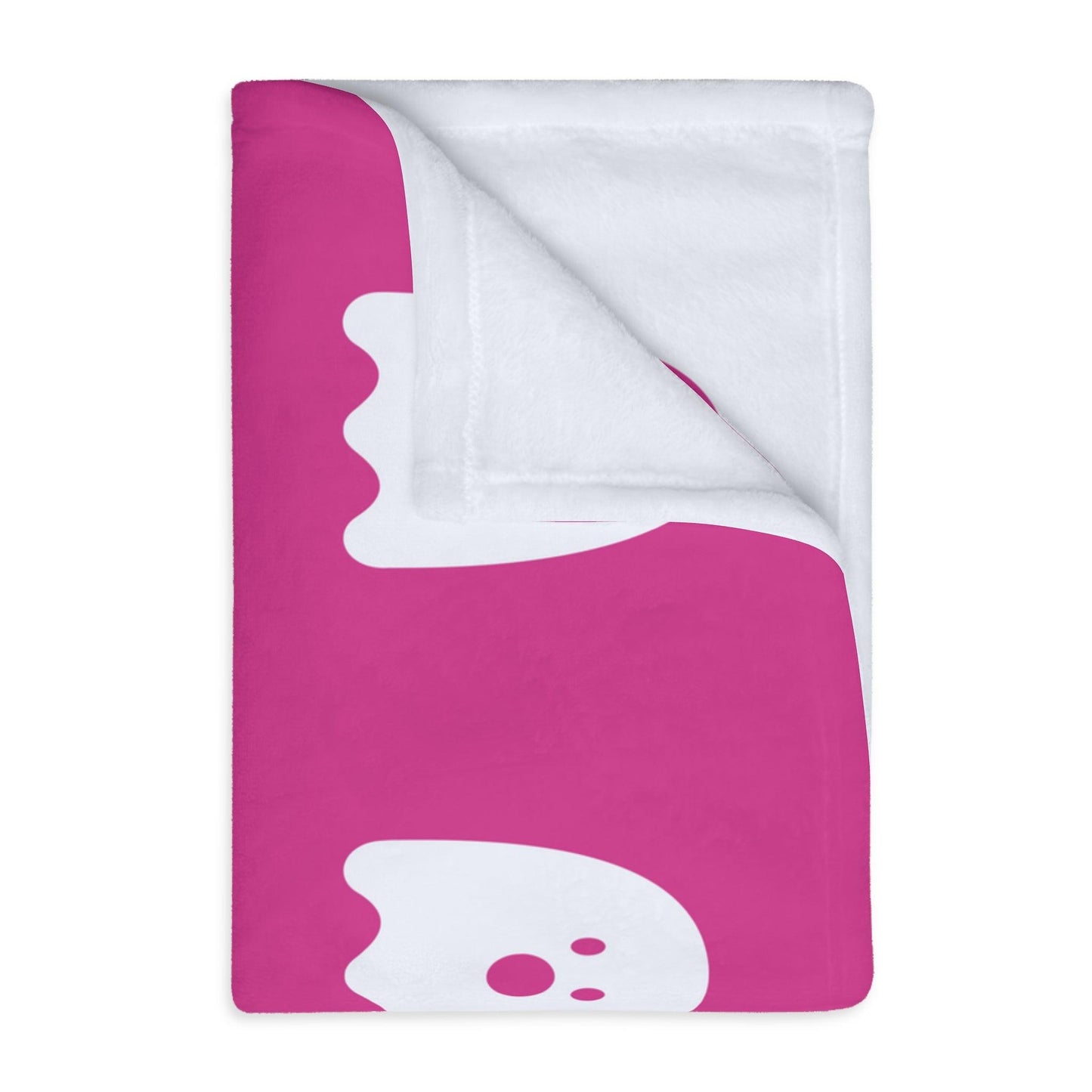 Pink and White Ghost Velveteen Minky Blanket - Deeg Family Design