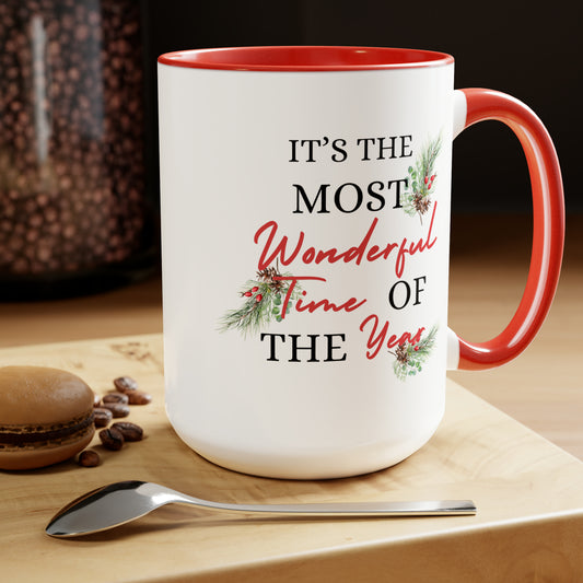 It's The Most Wonderful Time Of Year Two-Tone Coffee Mugs, 15oz