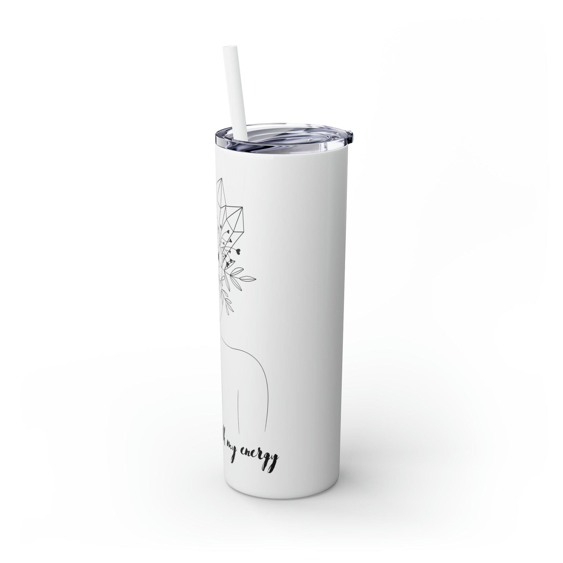 Don't Fuck With My Energy Skinny Tumbler with Straw, 20oz - Deeg Family Design