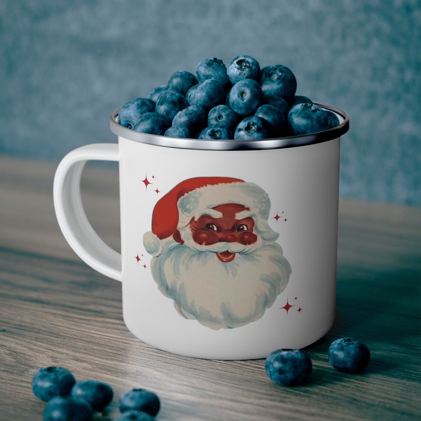 Black Santa Enamel Camping Mug