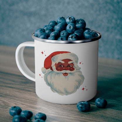 Black Santa Enamel Camping Mug