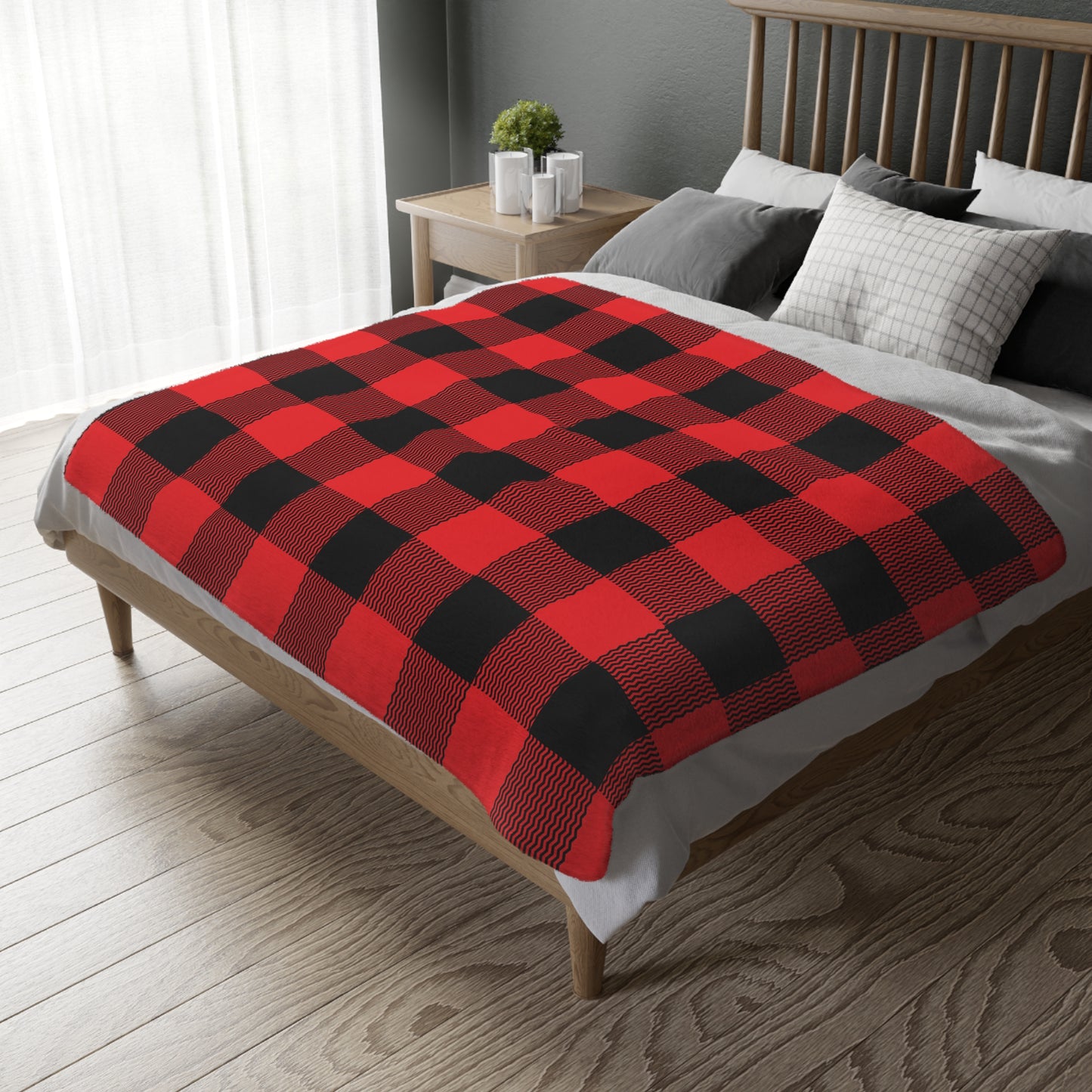 Red Buffalo Plaid Velveteen Minky Blanket