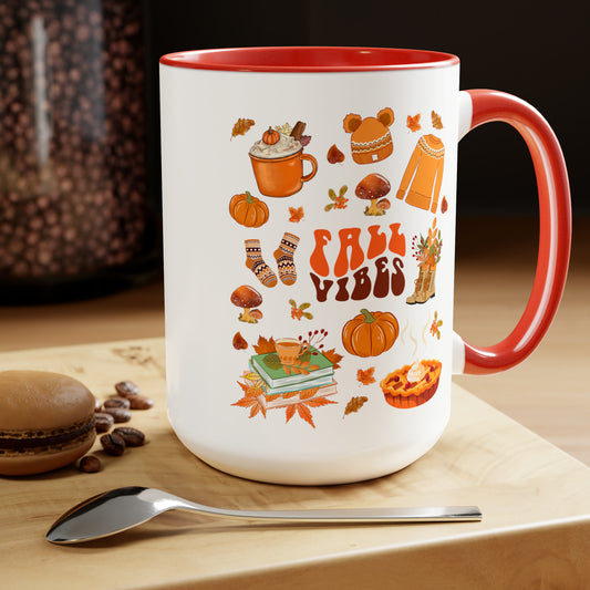 Fall Vibes Two-Tone Coffee Mugs, 15oz