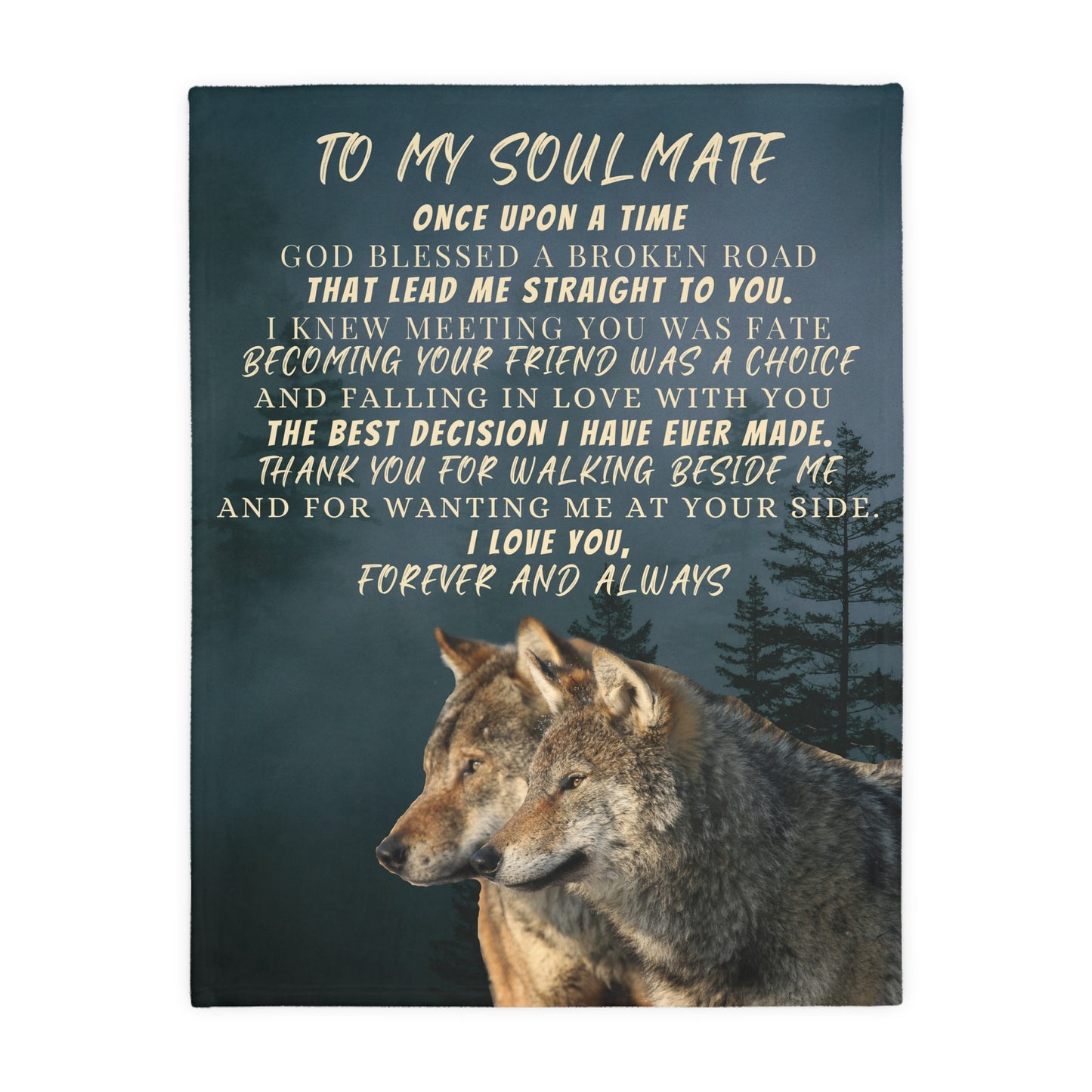 To My Soulmate Velveteen Minky Blanket