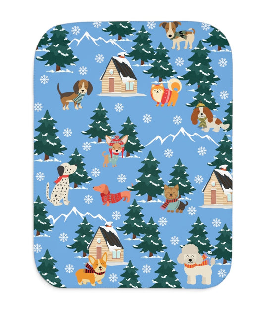 Winter Dog Sherpa Blanket