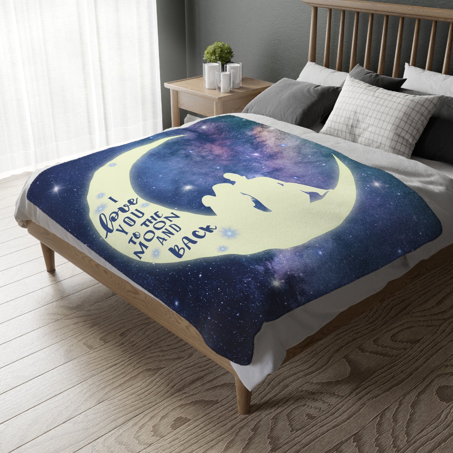 Love You To The Moon And Back Velveteen Blanket