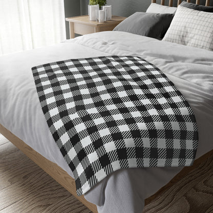 Black plaid Velveteen Minky Blanket