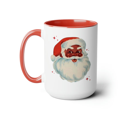 Black Santa Two-Tone Coffee Mugs, 15oz