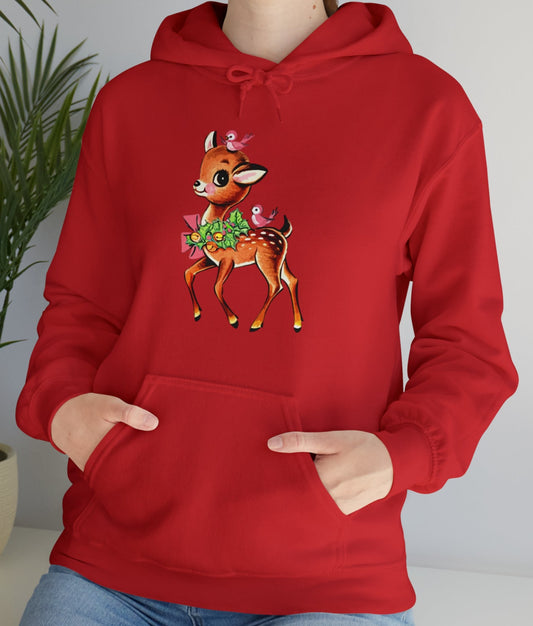 Vintage Christmas Deer Adult Hoodie