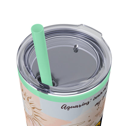 Aquarius Skinny Tumbler with Straw, 20oz