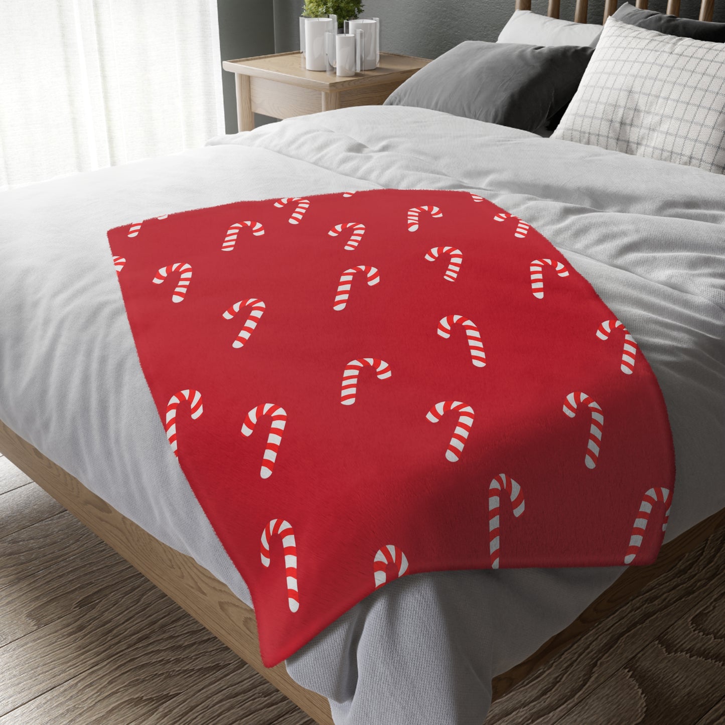 Candy Cane Velveteen Minky Blanket