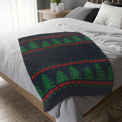 Winter Tree Pattern Velveteen Minky Blanket