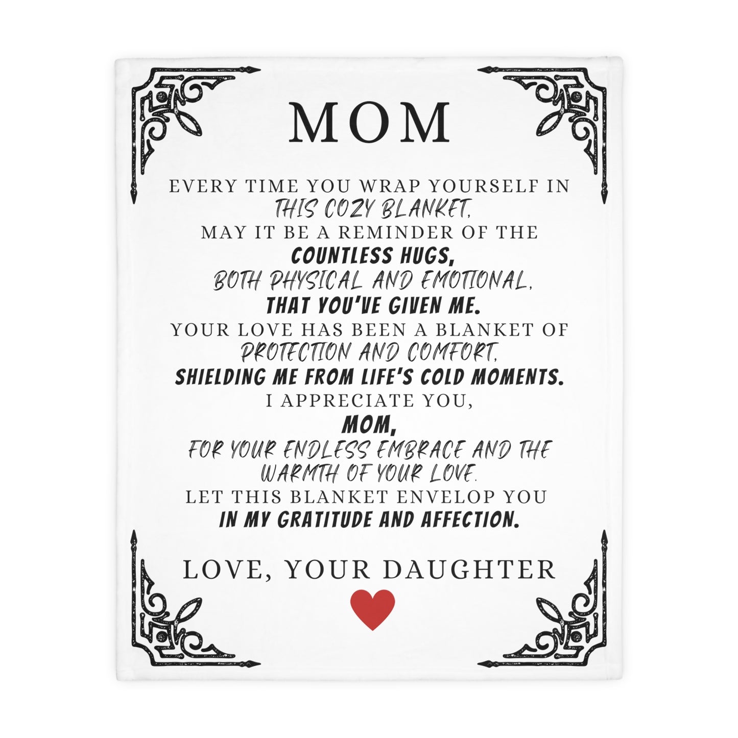 To Mom, From Daughter Velveteen Minky Blanket