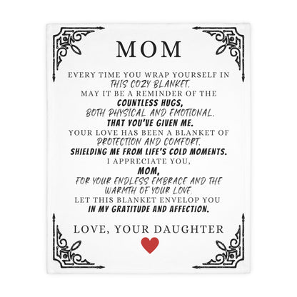 To Mom, From Daughter Velveteen Minky Blanket