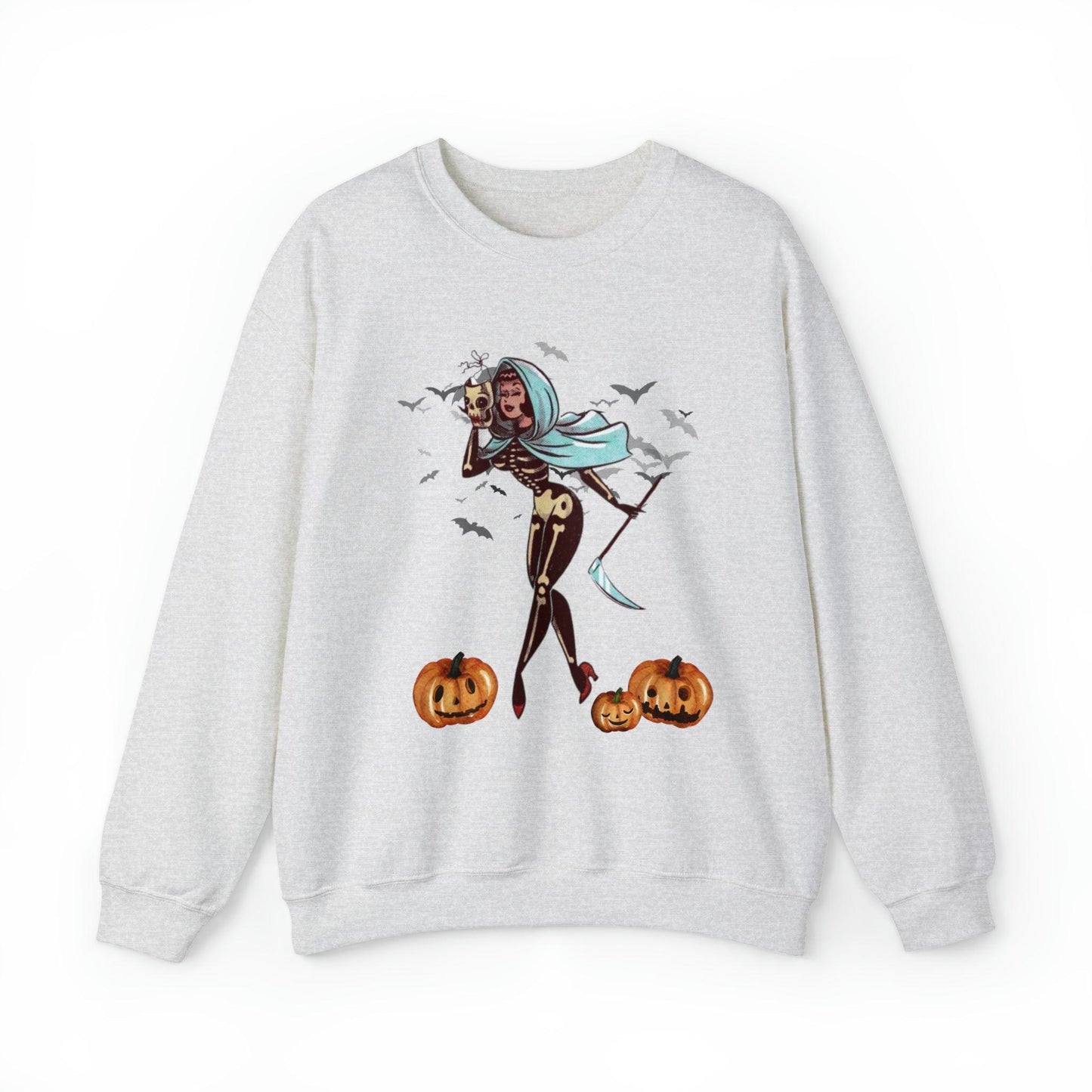 Pin Up Skeleton Lady Adult Sweatshirt - Deeg Family Design