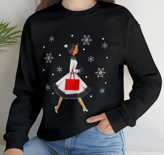 Vintage Shopping Lady Adult Sweatshirt