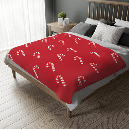 Candy Cane Velveteen Minky Blanket