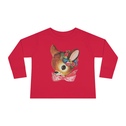 Vintage Baby Deer Toddler Long Sleeve Tee