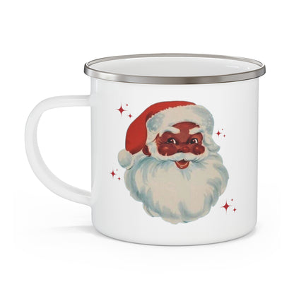 Black Santa Enamel Camping Mug