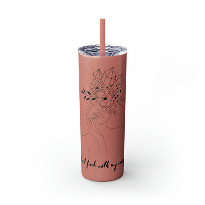 Don't Fuck With My Energy Skinny Tumbler with Straw, 20oz - Deeg Family Design