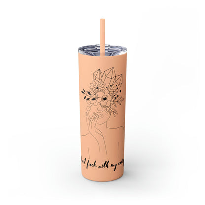 Don't Fuck With My Energy Skinny Tumbler with Straw, 20oz - Deeg Family Design