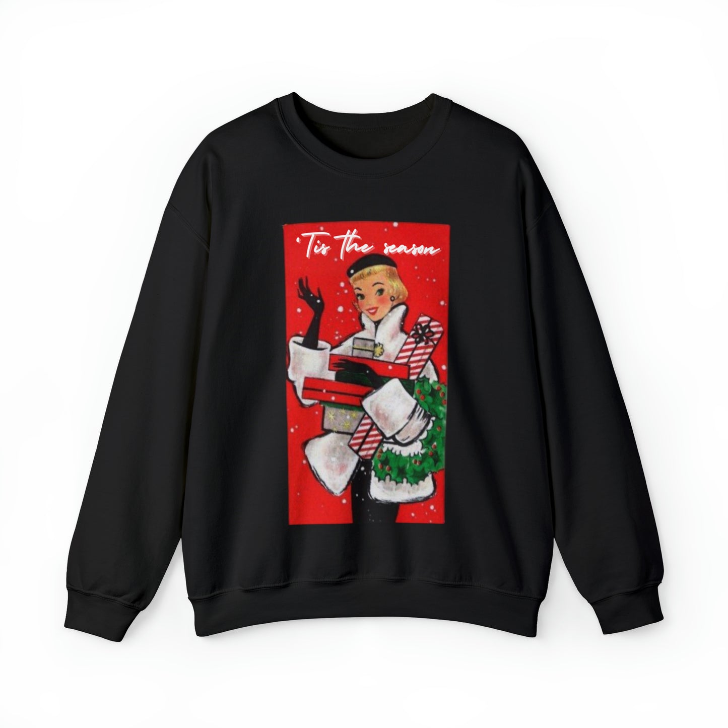 Vintage Tis The Season Lady Adult Sweatshirt