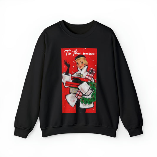 Vintage Tis The Season Lady Adult Sweatshirt