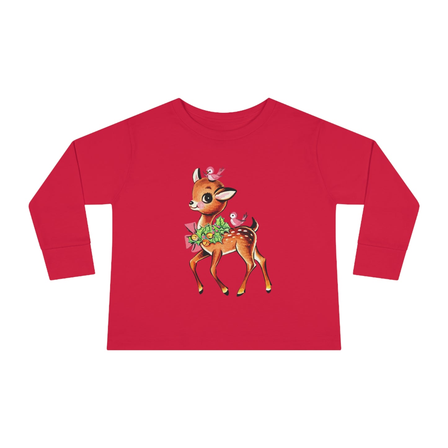 Vintage Christmas Deer Toddler Long Sleeve Tee