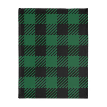 Green Buffalo Plaid Velveteen Minky Blanket