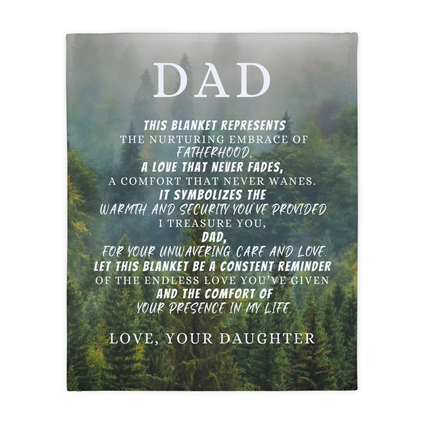 To Dad, From Daughter Velveteen Minky Blanket