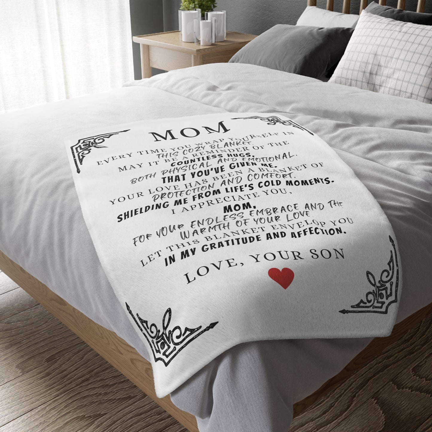 to Mom, From Son Velveteen Minky Blanket