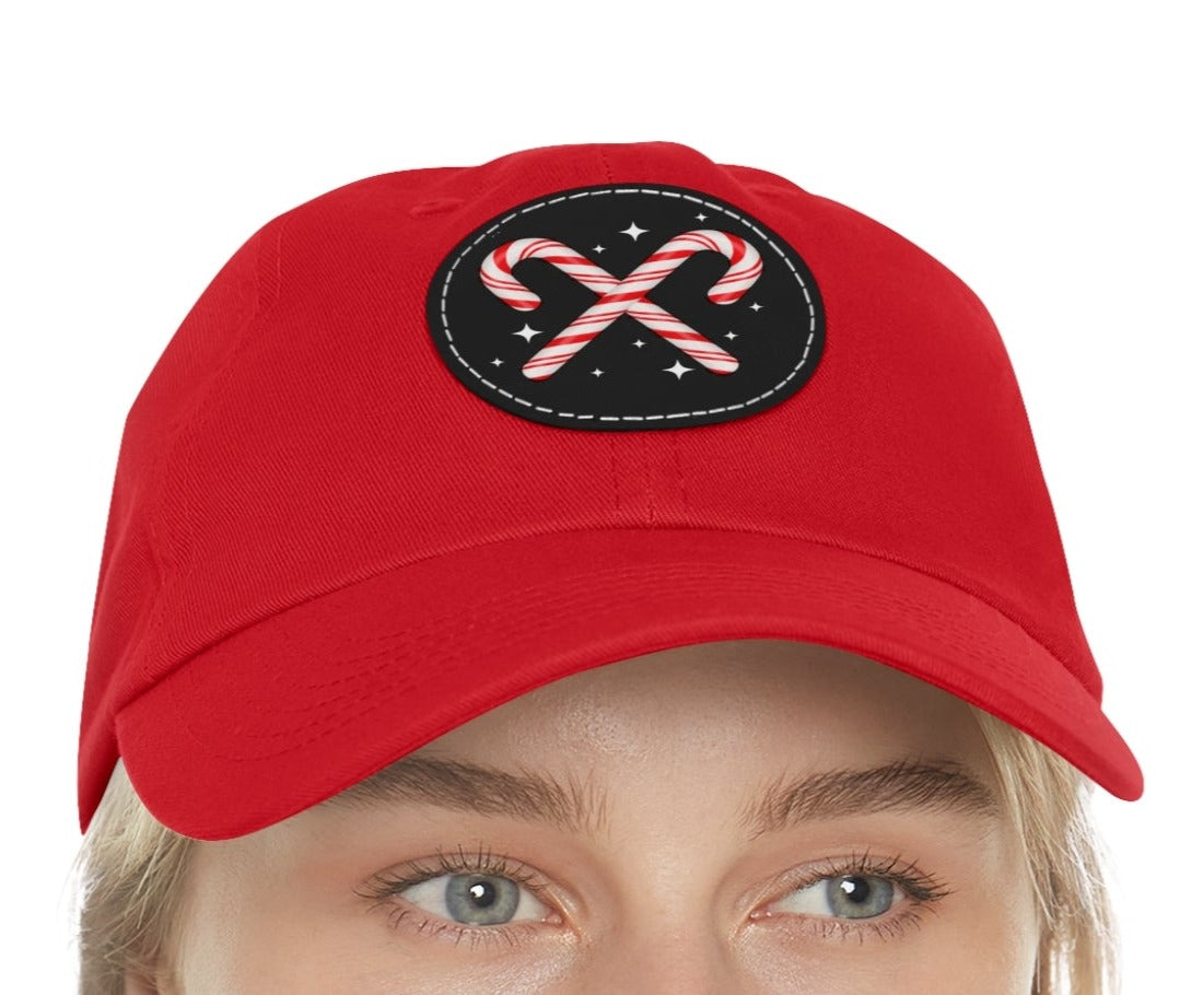 Candy Cane Hat with Leather Patch