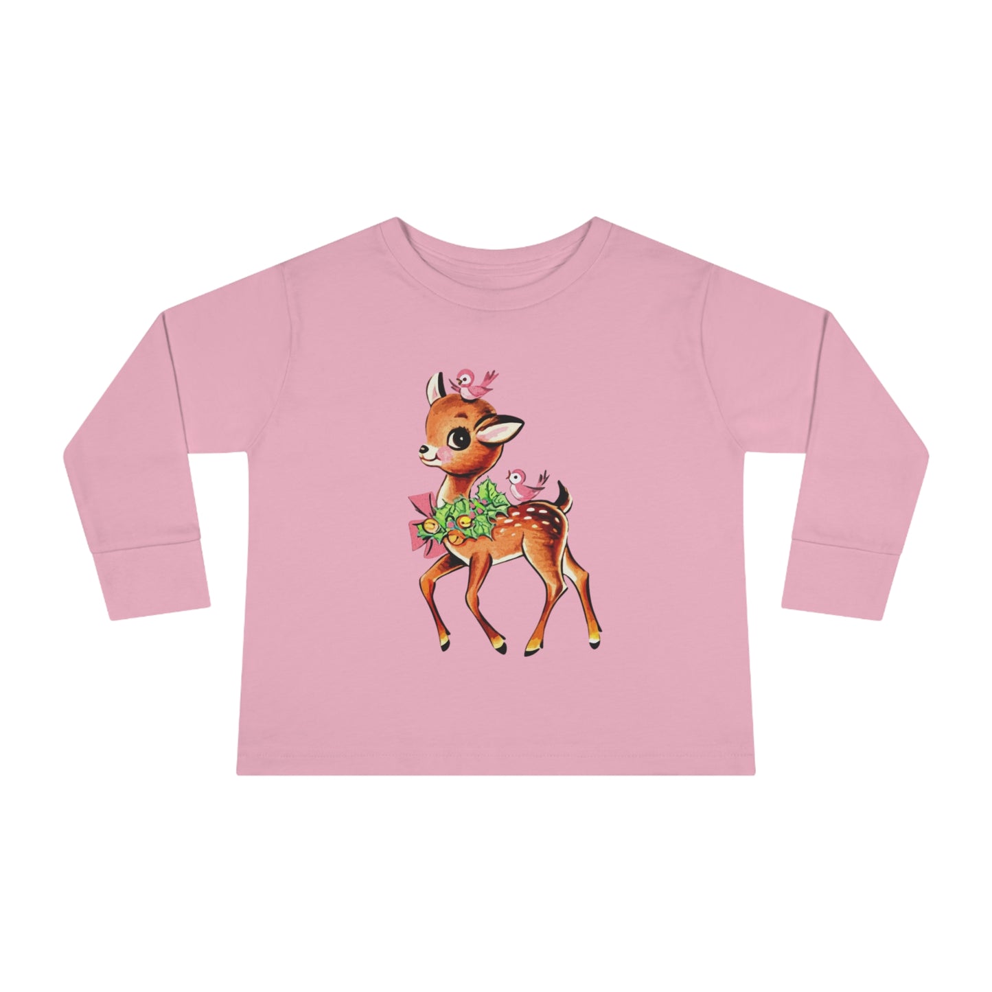 Vintage Christmas Deer Toddler Long Sleeve Tee