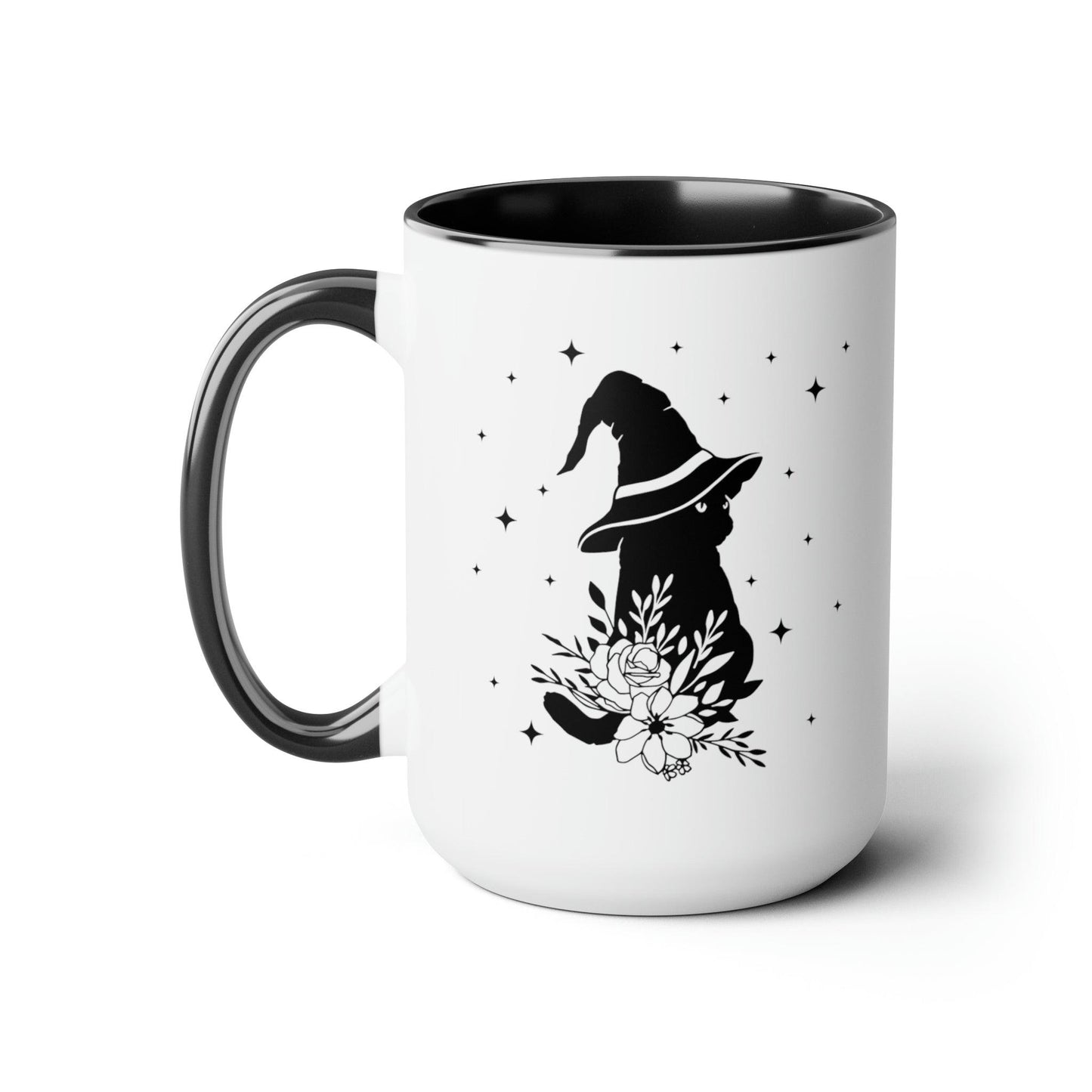 Cat Witch Two-Tone Coffee Mugs, 15oz - Deeg Family Design