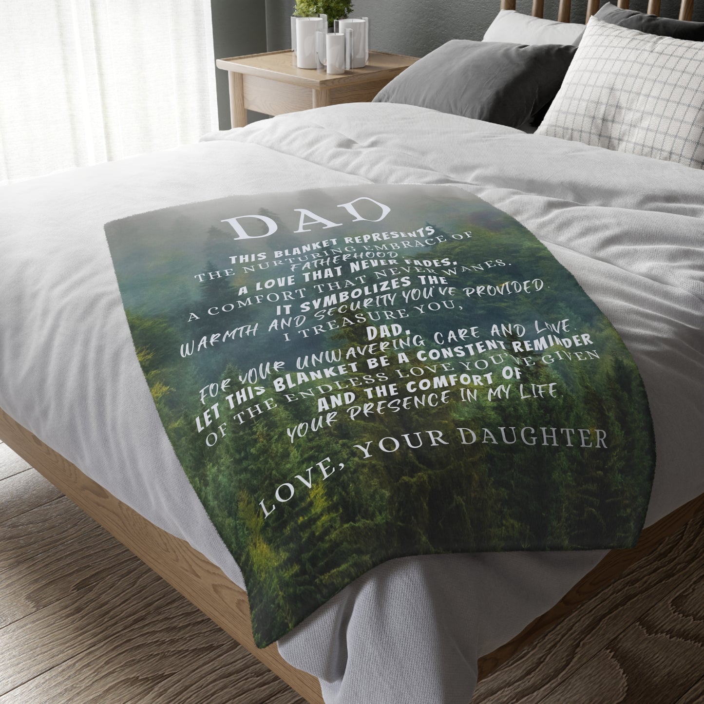 To Dad, From Daughter Velveteen Minky Blanket