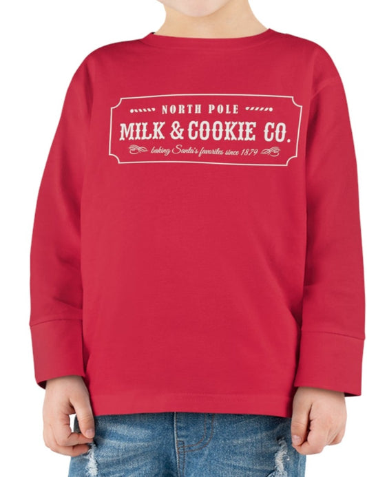 North Pole Milk And Cookie Co. Toddler Long Sleeve Tee