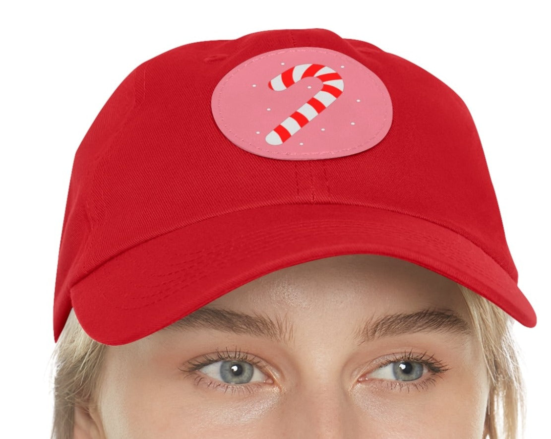 Candy Cane Hat with Leather Patch