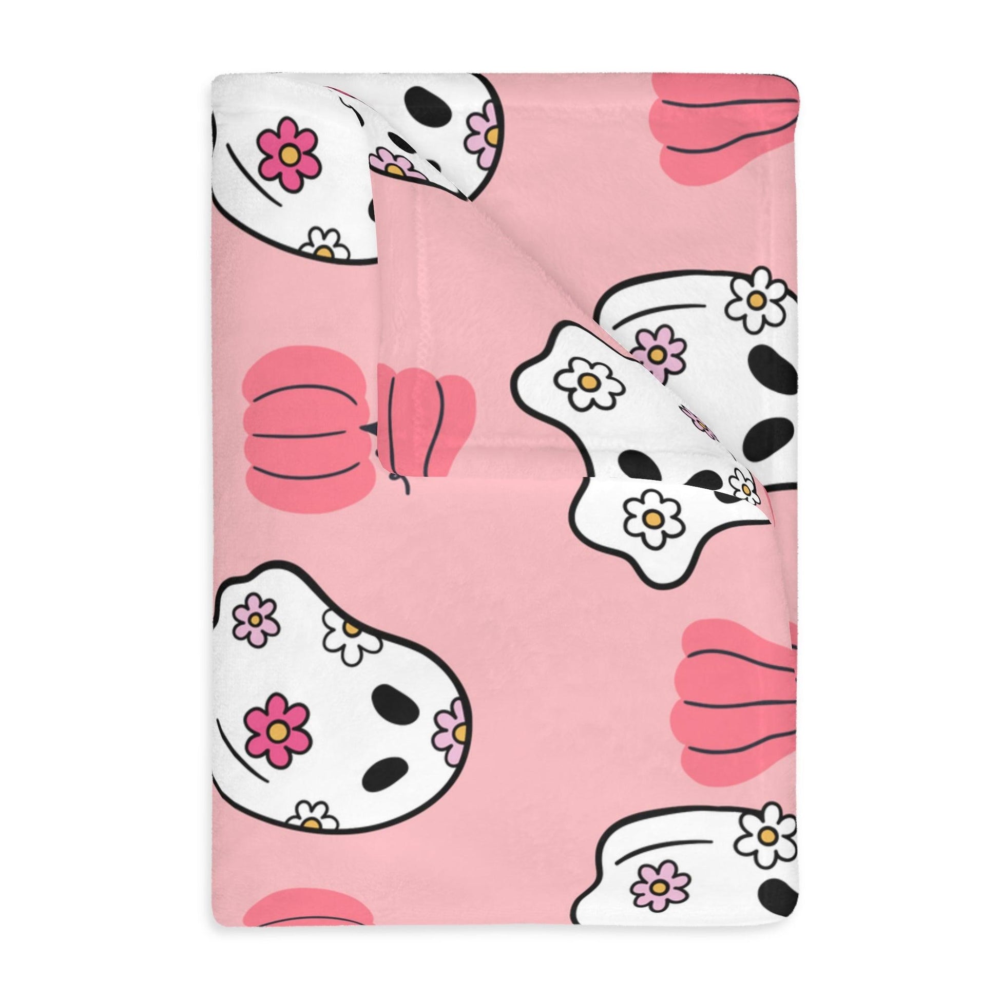 Pink Ghost Velveteen Minky Blanket - Deeg Family Design