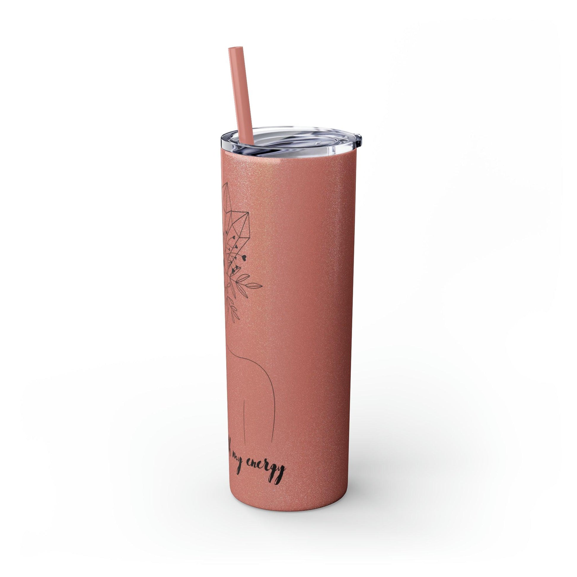 Don't Fuck With My Energy Skinny Tumbler with Straw, 20oz - Deeg Family Design