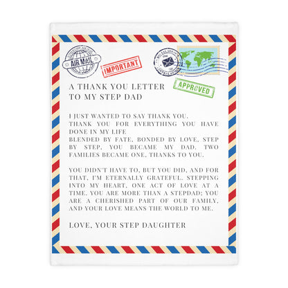 Letter To Step Dad, From Step Daughter  Velveteen Minky Blanket