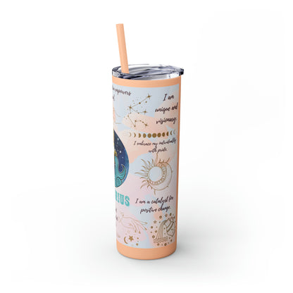 Aquarius Skinny Tumbler with Straw, 20oz