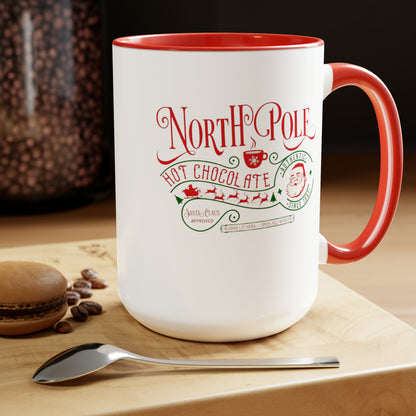 North Pole Hot Cocoa Two-Tone Coffee Mugs, 15oz